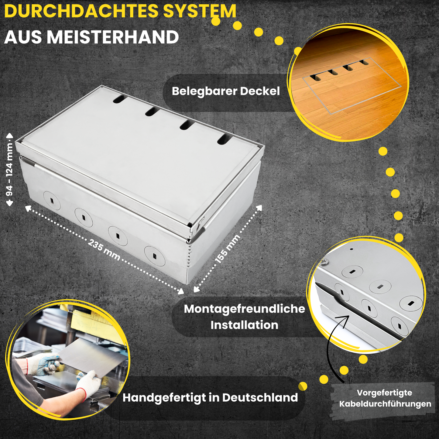 Bodentank wertet das Wohnambiente auf. Maße 235 x 155 x 94 mm.